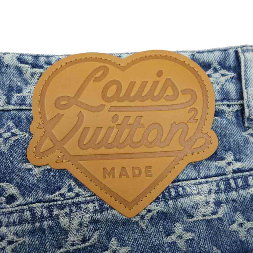 LOUIS VUITTON ルイ・ヴィトン 1A9GGJ 国内正規品 NIGO モノグラム パッチワーク デニムパンツ インディゴブルー系 33【新古品】【未使用】【中古】