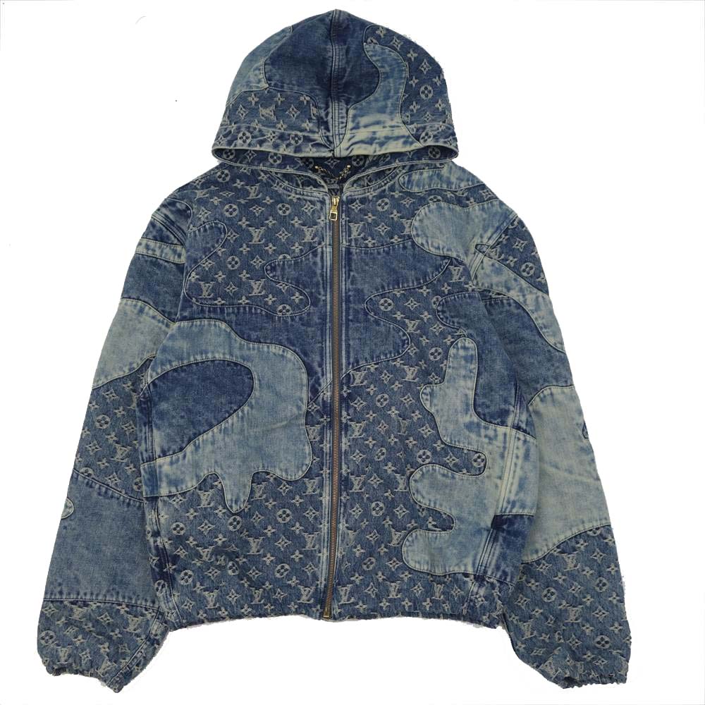 LOUIS VUITTON ルイ・ヴィトン 1A9K6B 国内正規品 NIGO モノグラム パッチワーク デニム フーディ ブルゾン インディゴブルー系 52【美品】【中古】