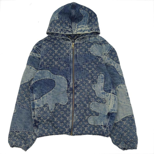 LOUIS VUITTON ルイ・ヴィトン 1A9K6B 国内正規品 NIGO モノグラム パッチワーク デニム フーディ ブルゾン インディゴブルー系 52【美品】【中古】