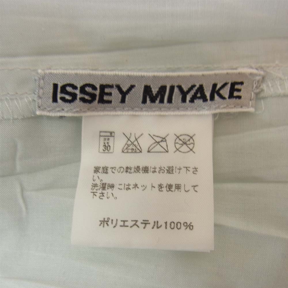 ISSEY MIYAKE イッセイミヤケ IM02FJ955 プリーツ加工 ポケット付き サイドスリット シャツ ブラウス ミント ライトブルー系 M【中古】