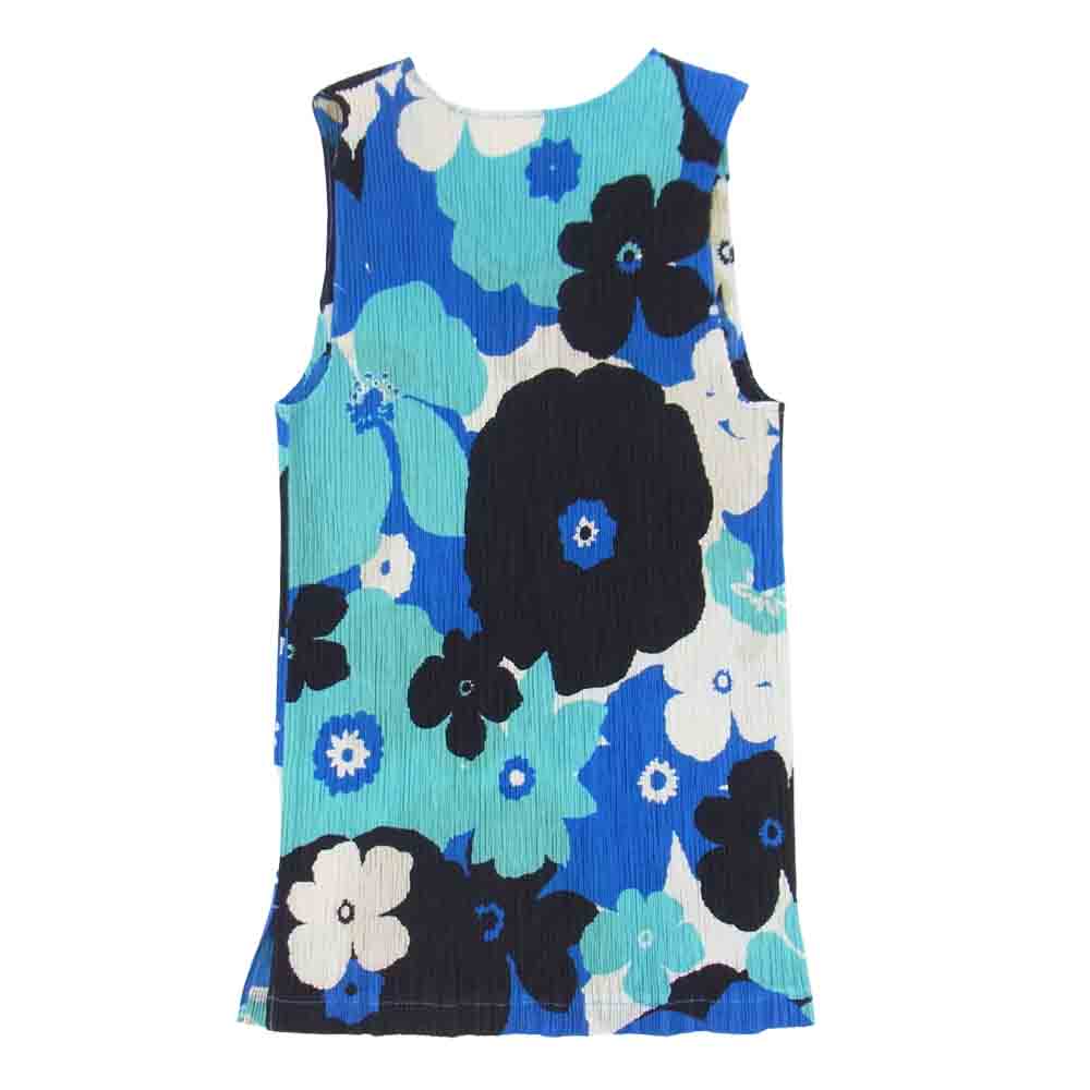 ISSEY MIYAKE イッセイミヤケ IM42-FJ232 WHITE LABEL ホワイトレーベル プリーツ加工 ノースリーブ 総柄 カットソー ブルー系 2【中古】