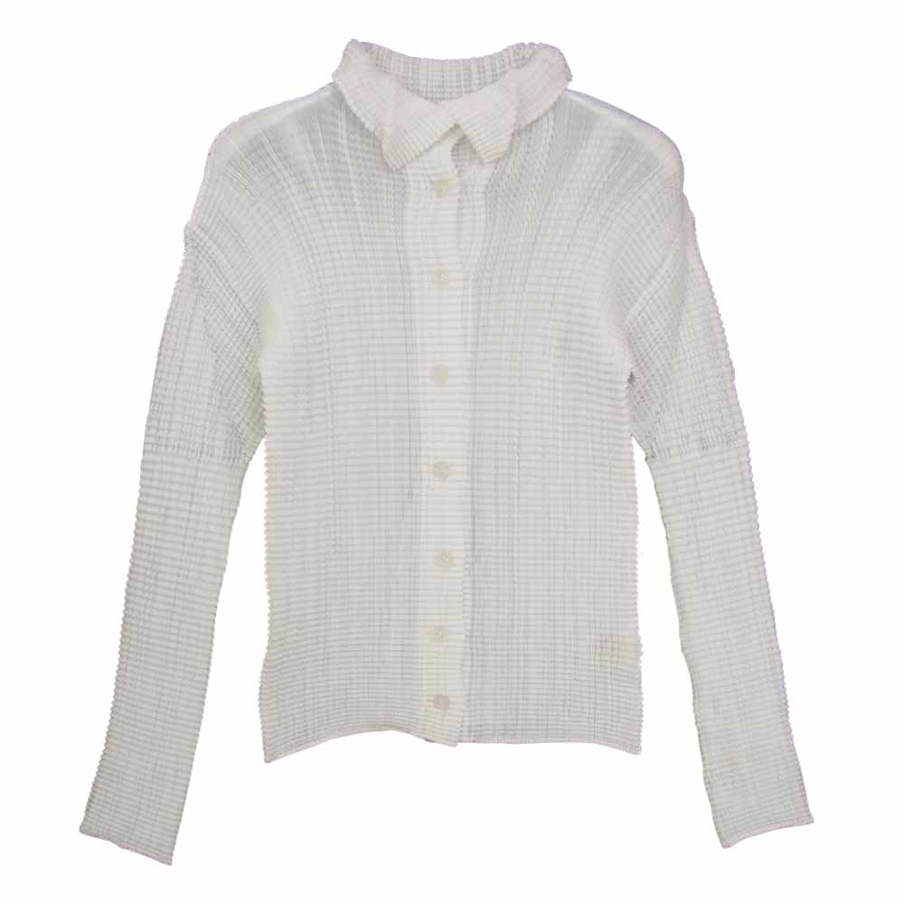 PLEATS PLEASE プリーツプリーズ イッセイミヤケ IM94-FT107 プリーツ加工 カットソー ブラウス ホワイト系 M【中古】