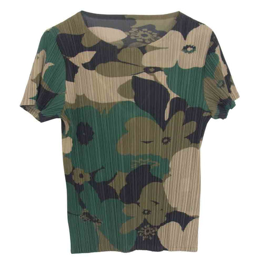 ISSEY MIYAKE イッセイミヤケ IM42-FJ226 WHITE LABEL ホワイトレーベル プリーツ加工 総柄 Tシャツ カーキ系 2【中古】