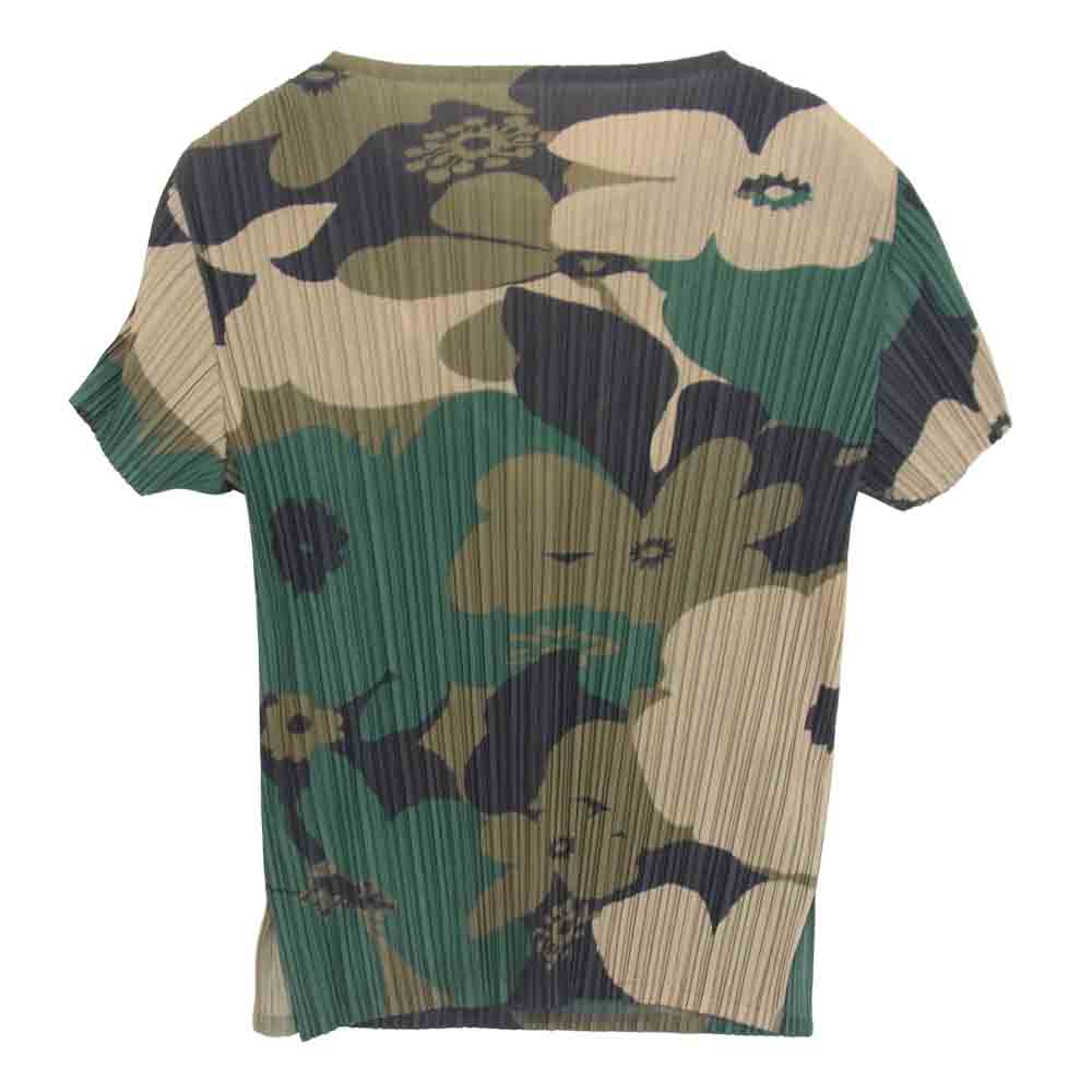 ISSEY MIYAKE イッセイミヤケ IM42-FJ226 WHITE LABEL ホワイトレーベル プリーツ加工 総柄 Tシャツ カーキ系 2【中古】
