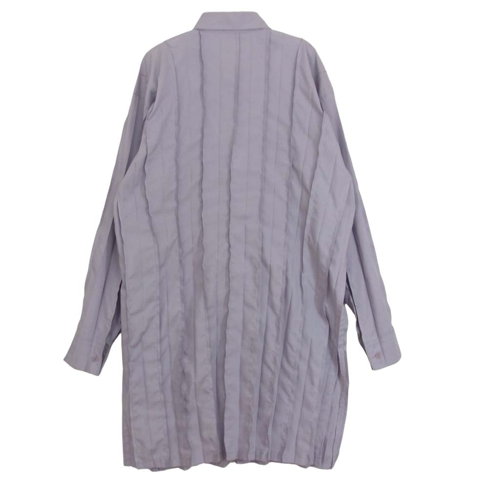 ISSEY MIYAKE イッセイミヤケ IM12FJ943 プリーツ加工 ポケット付き サイドスリット ロング シャツ ブラウス パープル パープル系 2【中古】