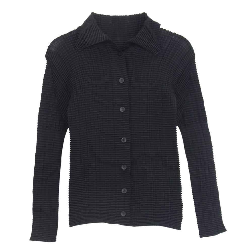 ISSEY MIYAKE イッセイミヤケ IM04FT507 プリーツ加工 カーディガン ブラック系 2【中古】