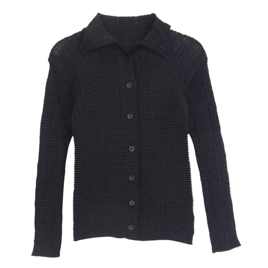 ISSEY MIYAKE イッセイミヤケ IM04FT507 プリーツ加工 カーディガン ブラック系 2【中古】
