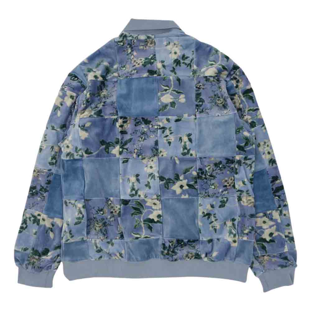 Supreme シュプリーム 21AW Floral Patchwork Velour L/S Polo フローラル パッチワーク ベロア 長袖 ポロシャツ ライトブルー系 M【新古品】【未使用】【中古】
