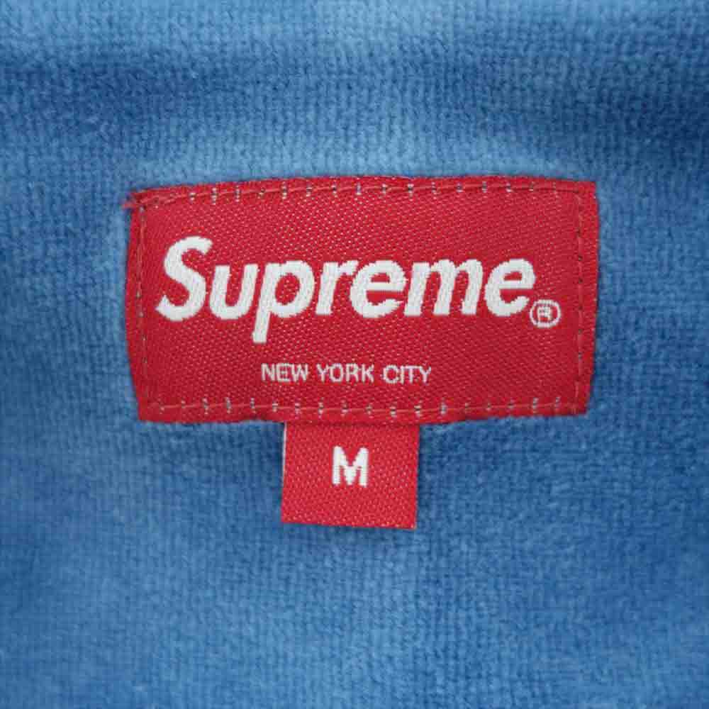 Supreme シュプリーム 21AW Floral Patchwork Velour L/S Polo フローラル パッチワーク ベロア 長袖 ポロシャツ ライトブルー系 M【新古品】【未使用】【中古】