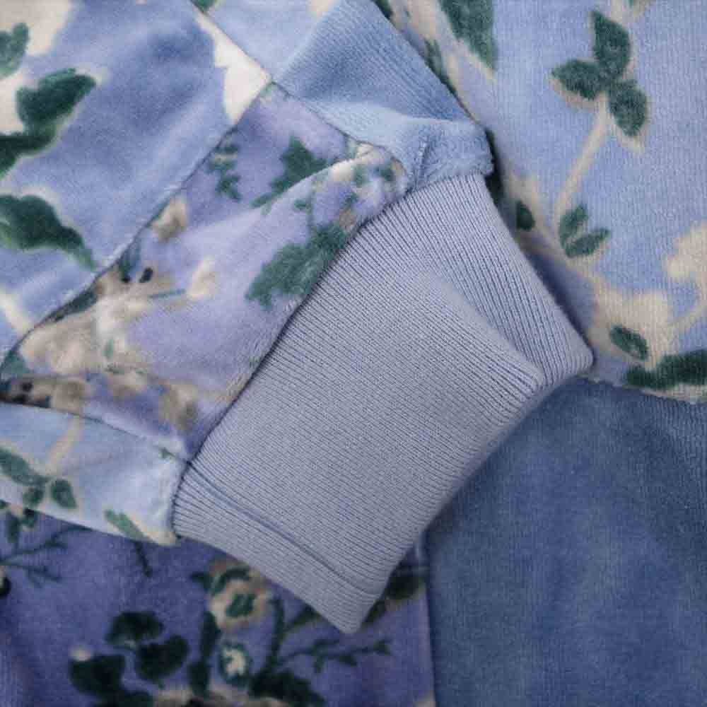 Supreme シュプリーム 21AW Floral Patchwork Velour L/S Polo フローラル パッチワーク ベロア 長袖 ポロシャツ ライトブルー系 M【新古品】【未使用】【中古】