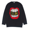 CELINE セリーヌ 21SS 2A04L714M 国内正規品 マウスロゴ 刺繍 ルーズ クルーネック セーター ニット ブラック系 S【中古】