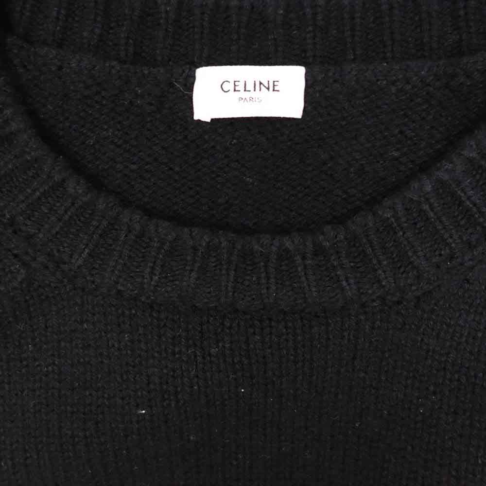 CELINE セリーヌ 21SS 2A04L714M 国内正規品 マウスロゴ 刺繍 ルーズ クルーネック セーター ニット ブラック系 S【中古】