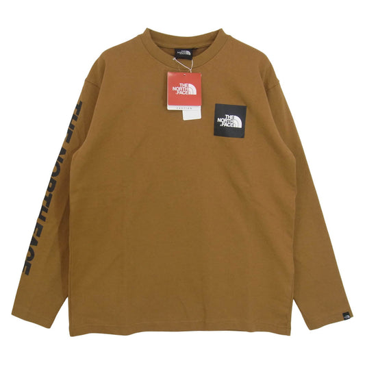 THE NORTH FACE ノースフェイス NT81931 L/S Square Logo Tee ロングスリーブスクエアロゴ Tシャツ ブラウン系 S【新古品】【未使用】【中古】