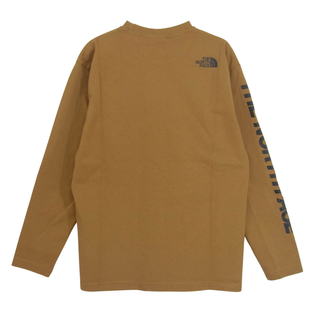 THE NORTH FACE ノースフェイス NT81931 L/S Square Logo Tee ロングスリーブスクエアロゴ Tシャツ ブラウン系 S【新古品】【未使用】【中古】