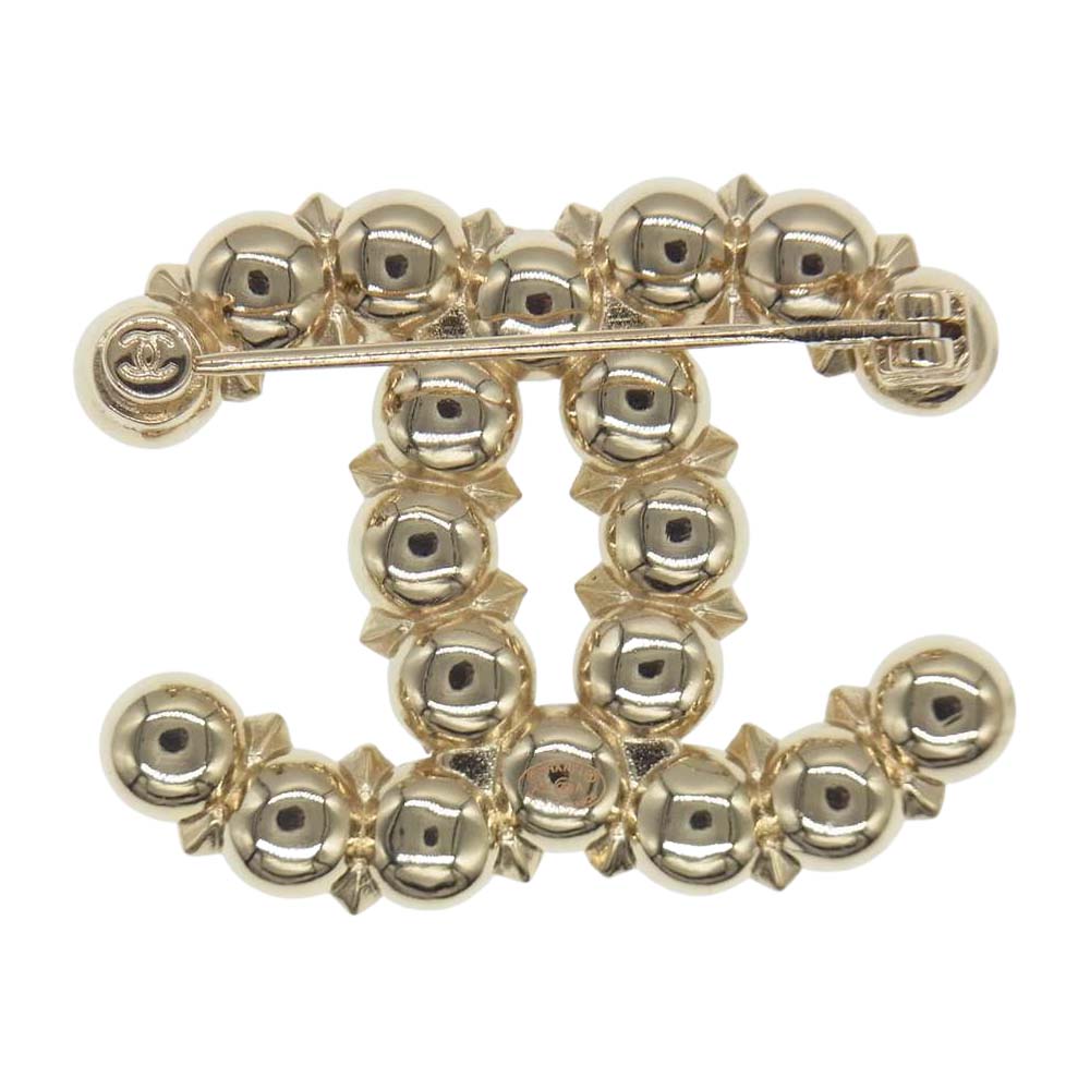 CHANEL シャネル A21A ココマーク フェイクパール ラインストーン ブローチ ホワイト系【美品】【中古】