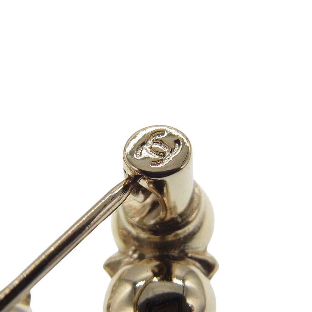 CHANEL シャネル A21A ココマーク フェイクパール ラインストーン ブローチ ホワイト系【美品】【中古】