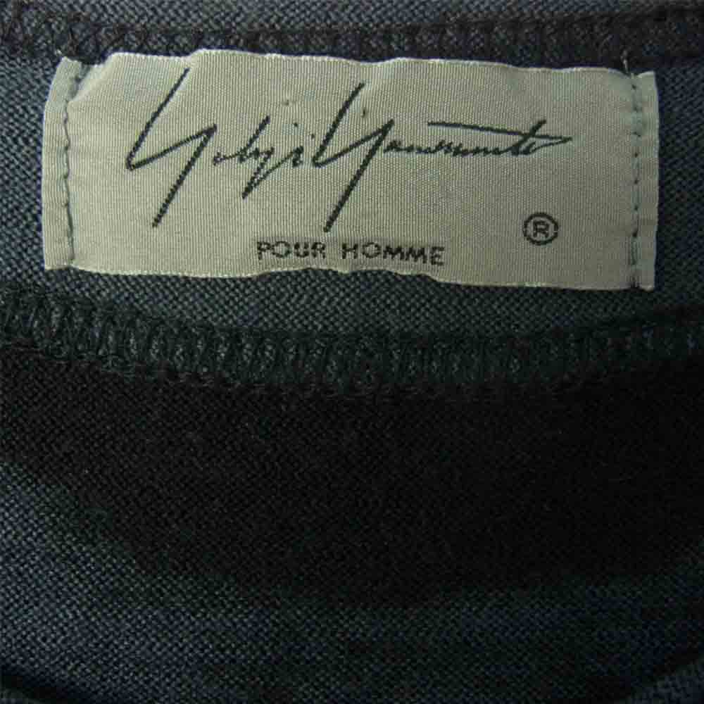 Yohji Yamamoto POUR HOMME ヨウジヤマモトプールオム HR-T11-175 GARMENT DYE OVER PRINT CUT OFF POCKET クルーネックニット ブラック系 3【中古】