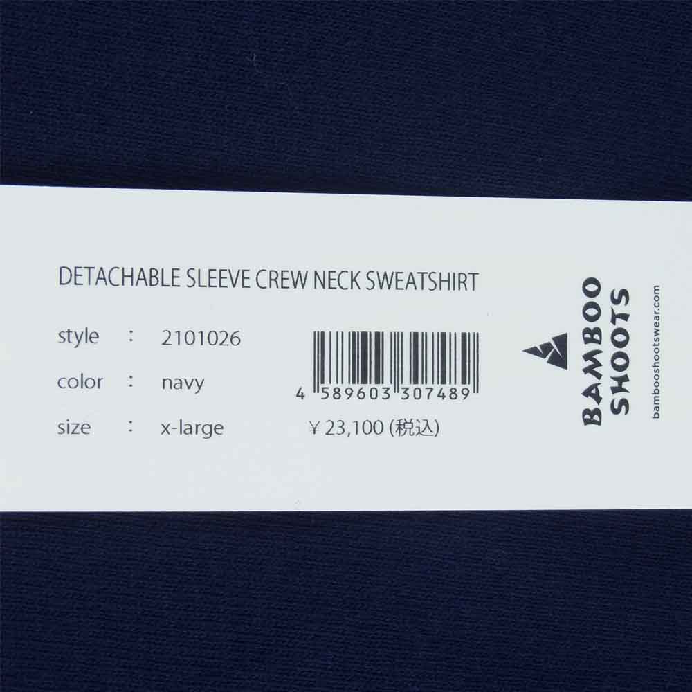 バンブーシュート 2101026 DETACHABLE SLEEVE CREW NECK SWEAT SHIRT デタッチャブル スリーブ クルーネック スウェット ネイビー系 XL【新古品】【未使用】【中古】