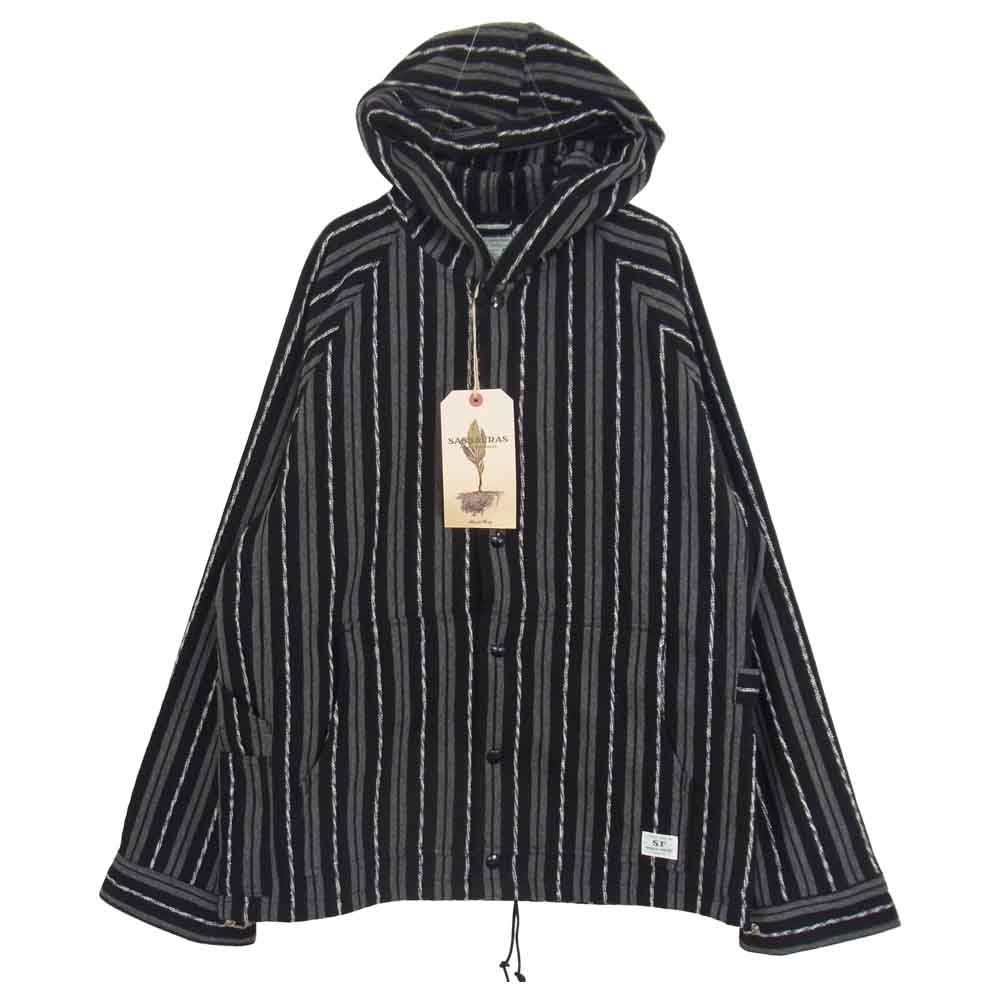 SASAFRAS ササフラス SF-191522 Gardener Bud Breaker Blanket Stripe ガーデナー バド ブレーカー ブランケット ブラック系 M【新古品】【未使用】【中古】