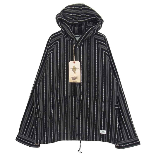 SASAFRAS ササフラス SF-191522 Gardener Bud Breaker Blanket Stripe ガーデナー バド ブレーカー ブランケット ブラック系 M【新古品】【未使用】【中古】