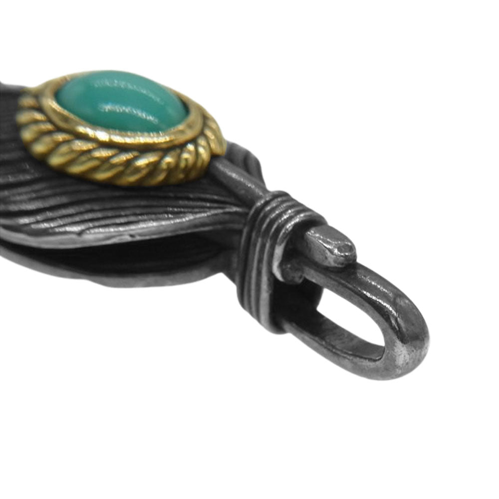 タディアンドキング ハート SVフェザー 金縄 ターコイズ L シルバー系【中古】