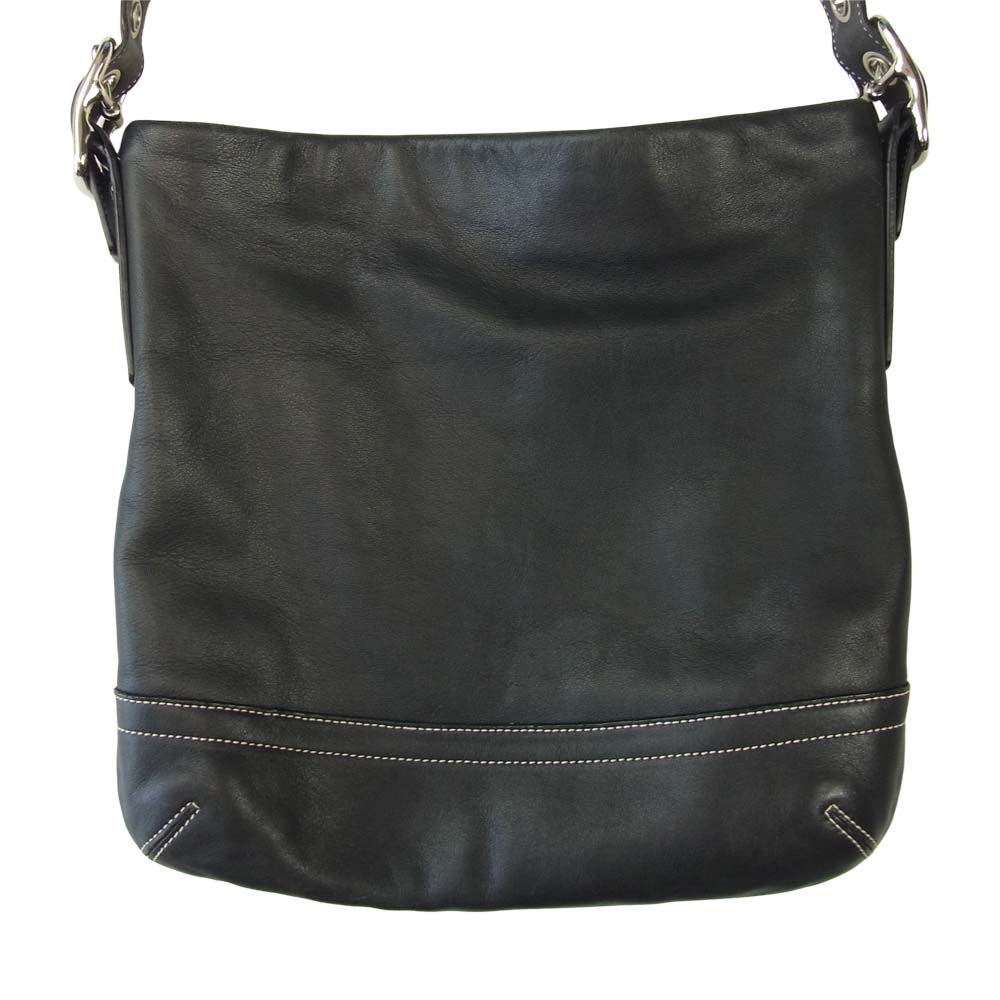 COACH コーチ F01415 レザー ショルダーバッグ  ブラック系【中古】