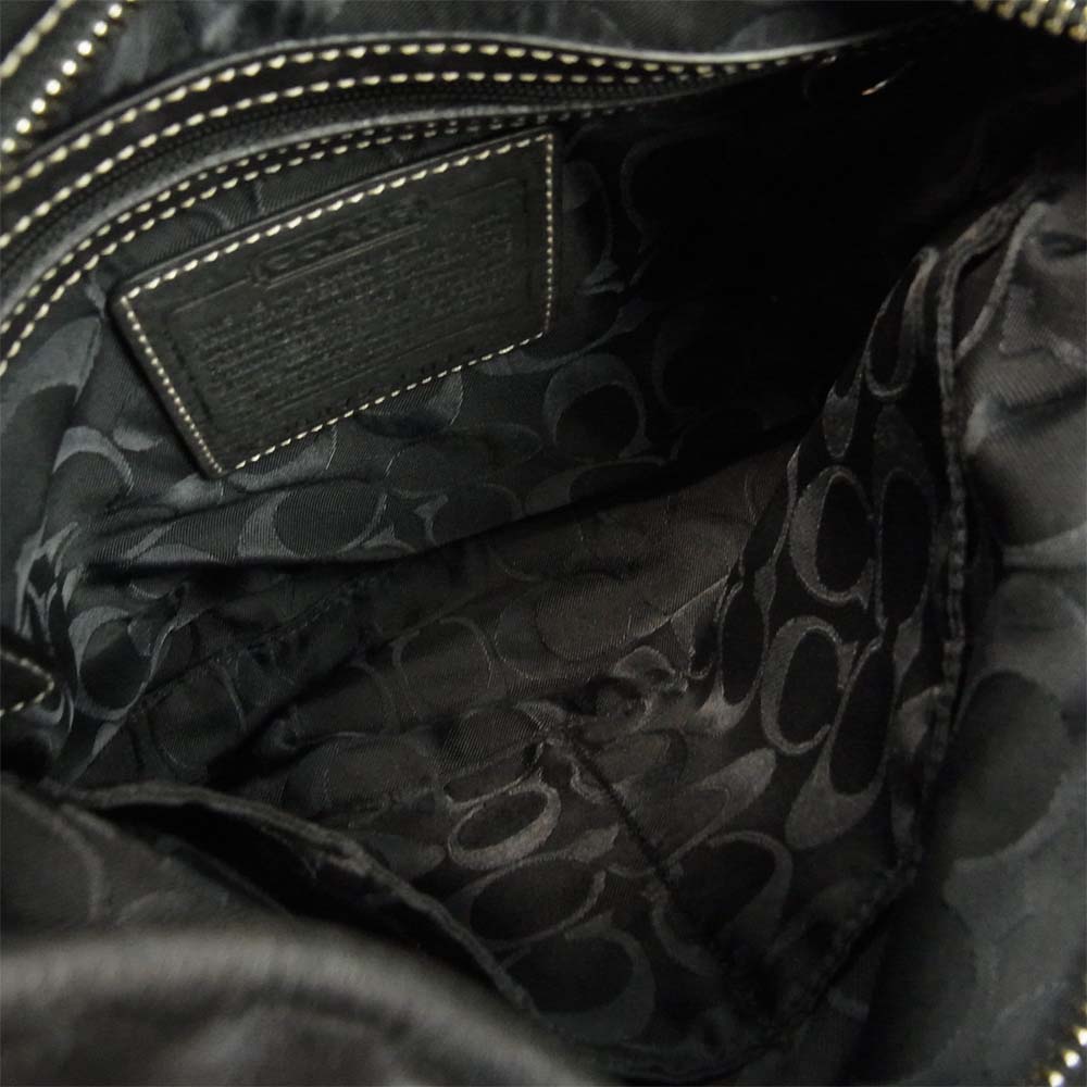 COACH コーチ F01415 レザー ショルダーバッグ  ブラック系【中古】