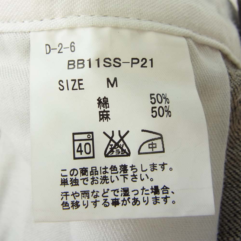 BACKBONE バックボーン BB11SS-P21 コンチョボタン サイドスリット テーパード リネン パンツ ブラック系 M【中古】