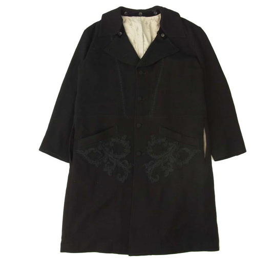 Iroquois 着脱可能襟付き レース デザイン ウール コート ブラック系 2【中古】