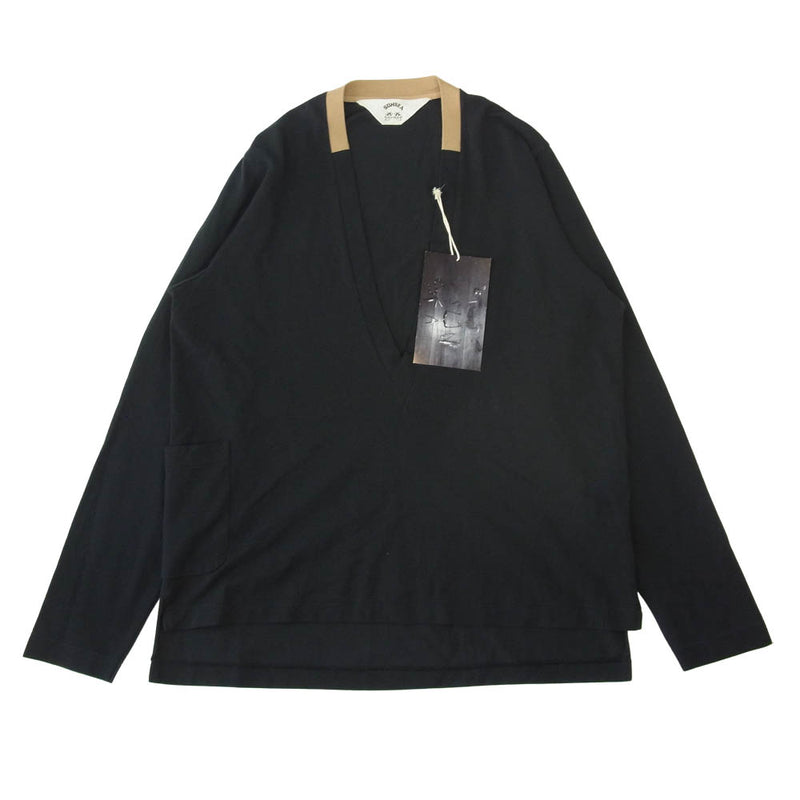 SUNSEA サンシー 18SS 18S10 DEEP VPOLO SWEATER 深V ポロ セーター カットソー ブラック系 2【中古】