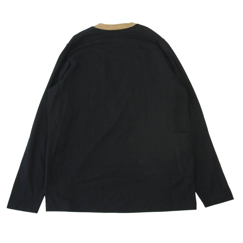 SUNSEA サンシー 18SS 18S10 DEEP VPOLO SWEATER 深V ポロ セーター カットソー ブラック系 2【中古】