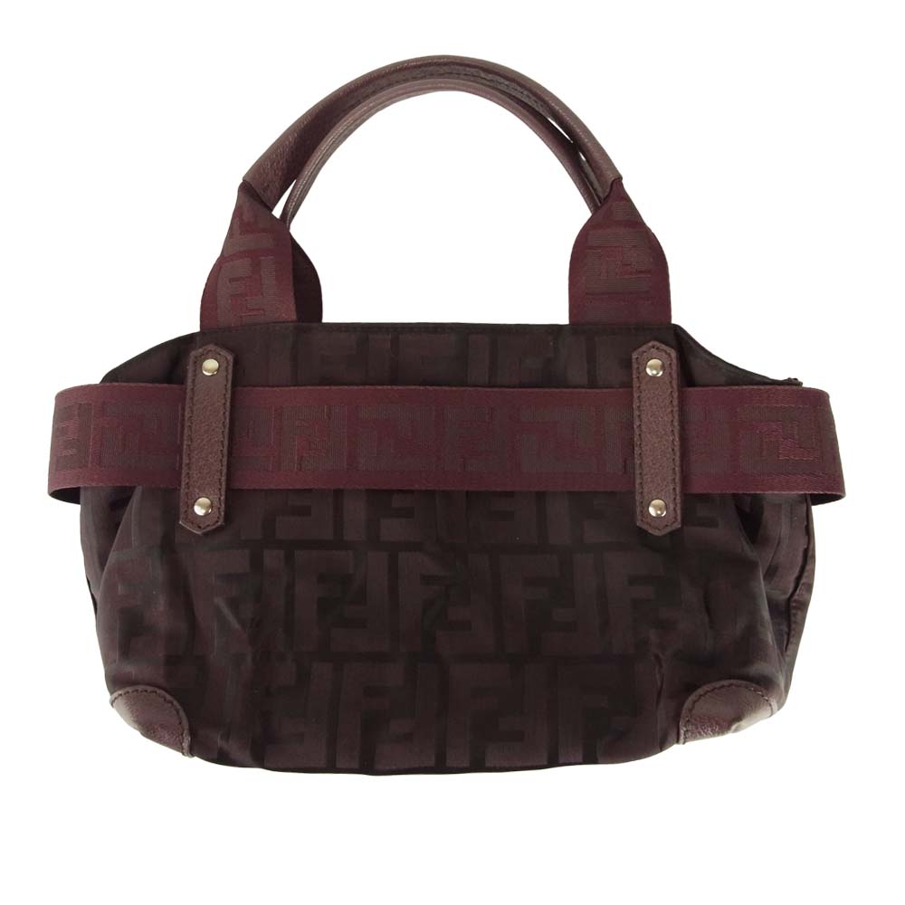 FENDI フェンディ 2384 イタリア製 ズッカ ミニ ハンドバッグ ワインレッド系【中古】