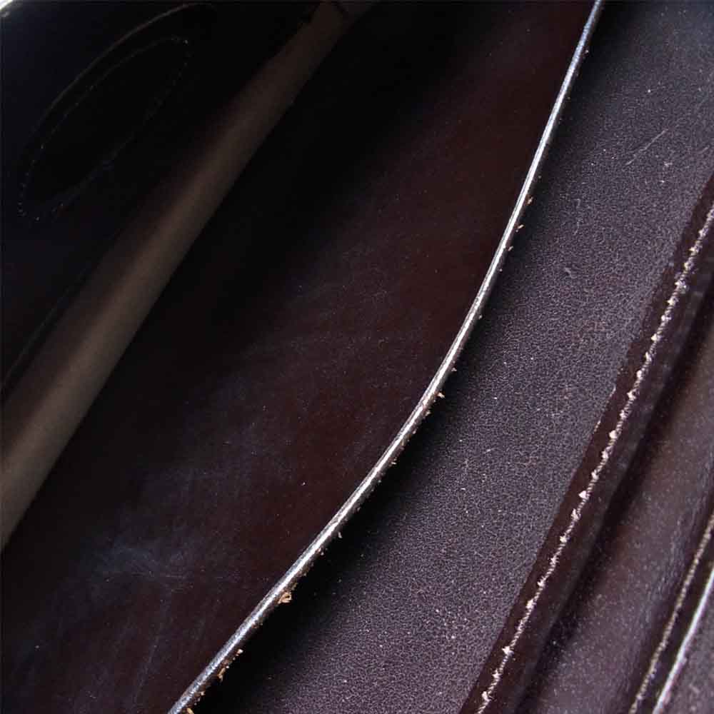 GLENROYAL グレンロイヤル プッシュロック フラップ ダレス レザー ブリーフケース ダークブラウン系【中古】