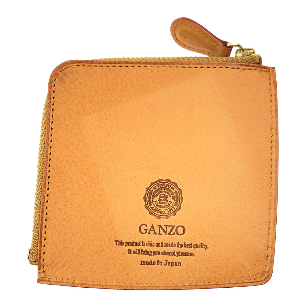 GANZO ガンゾ 57153 Minerva Natural ミネルバナチュラル ZIPパース レザー コンパクトウォレット ブラウン ブラウン系【新古品】【未使用】【中古】