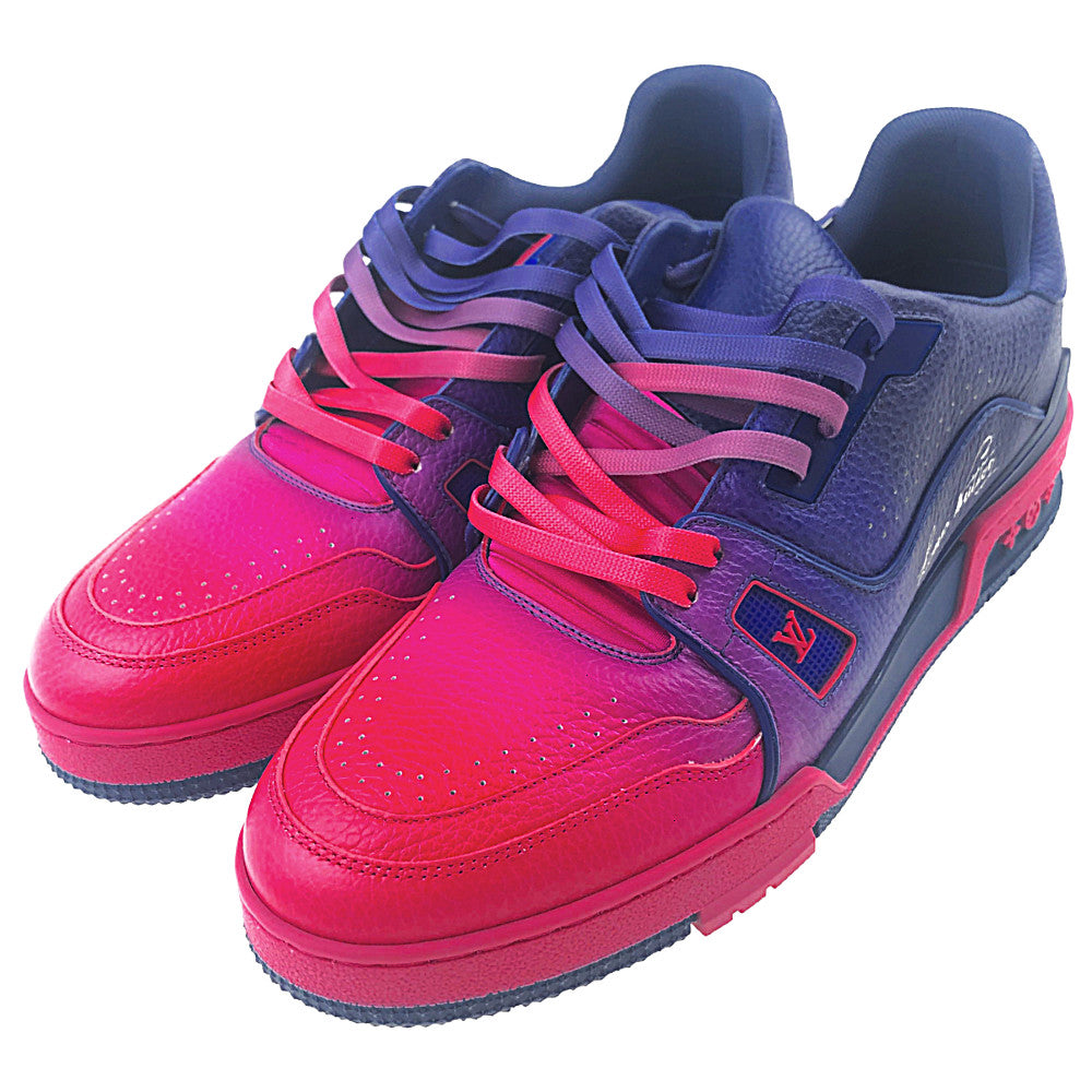 LOUIS VUITTON ルイ・ヴィトン 22SS 1A9TSC LV トレイナー ライン スニーカー ローズ ブルー系 ピンク系 8【極上美品】【中古】