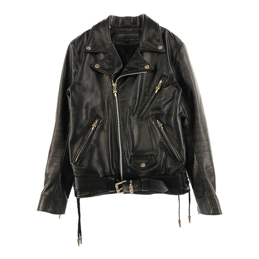 CHROME HEARTS クロムハーツ（原本有） 国内正規品 JJ DEAN JJディーン レザー ダブルライダース ジャケット ブラック系 XL【中古】