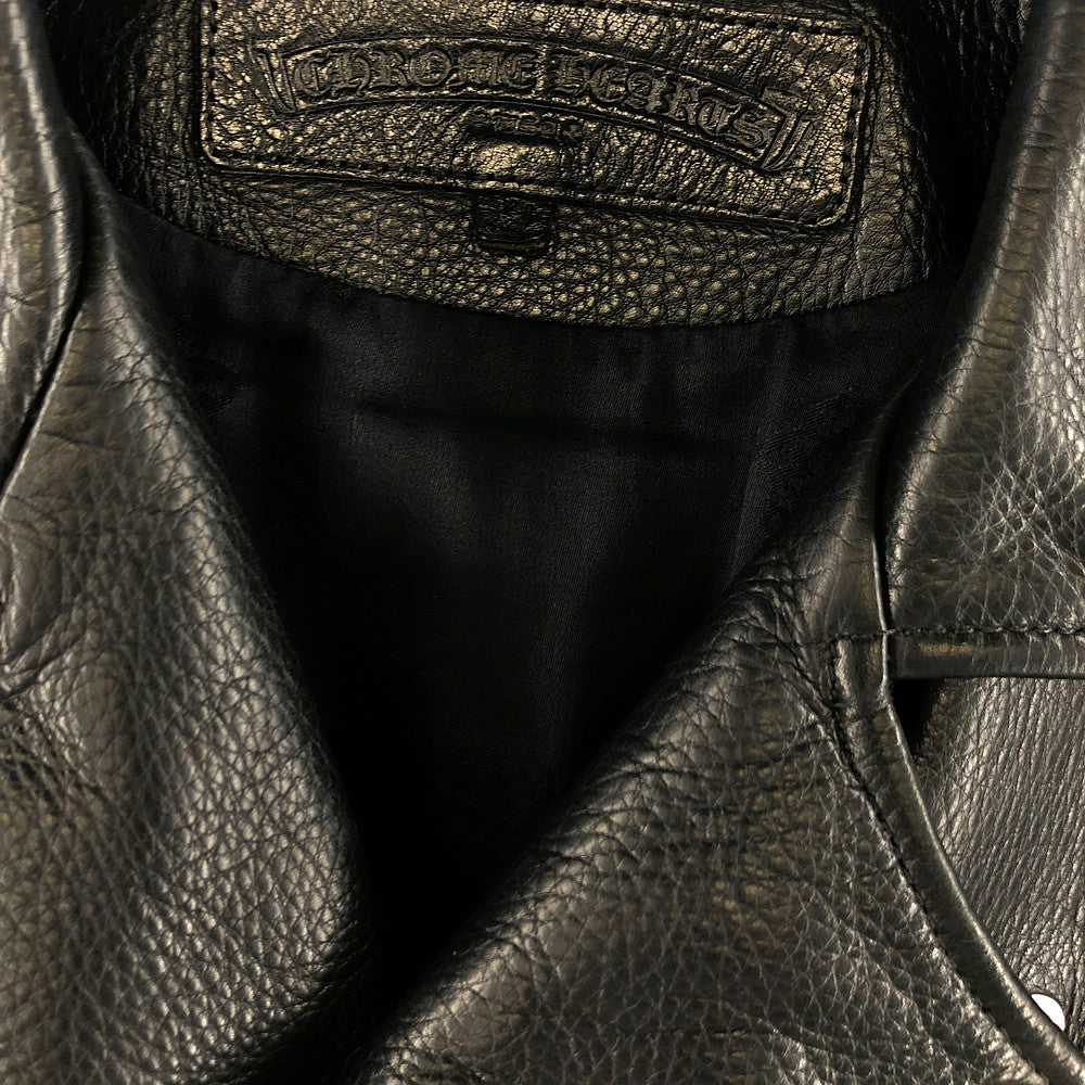 CHROME HEARTS クロムハーツ（原本有） 国内正規品 JJ DEAN JJディーン レザー ダブルライダース ジャケット ブラック系 XL【中古】