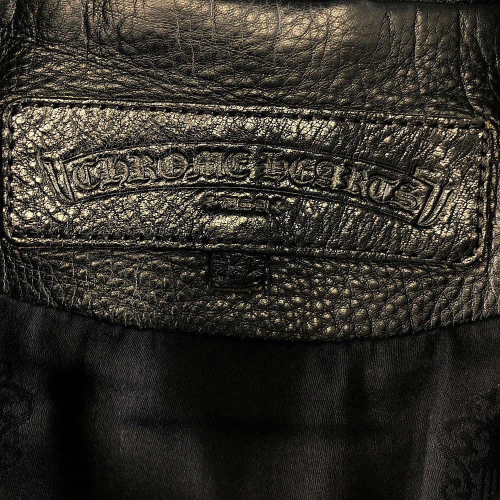 CHROME HEARTS クロムハーツ（原本有） 国内正規品 JJ DEAN JJディーン レザー ダブルライダース ジャケット ブラック系 XL【中古】