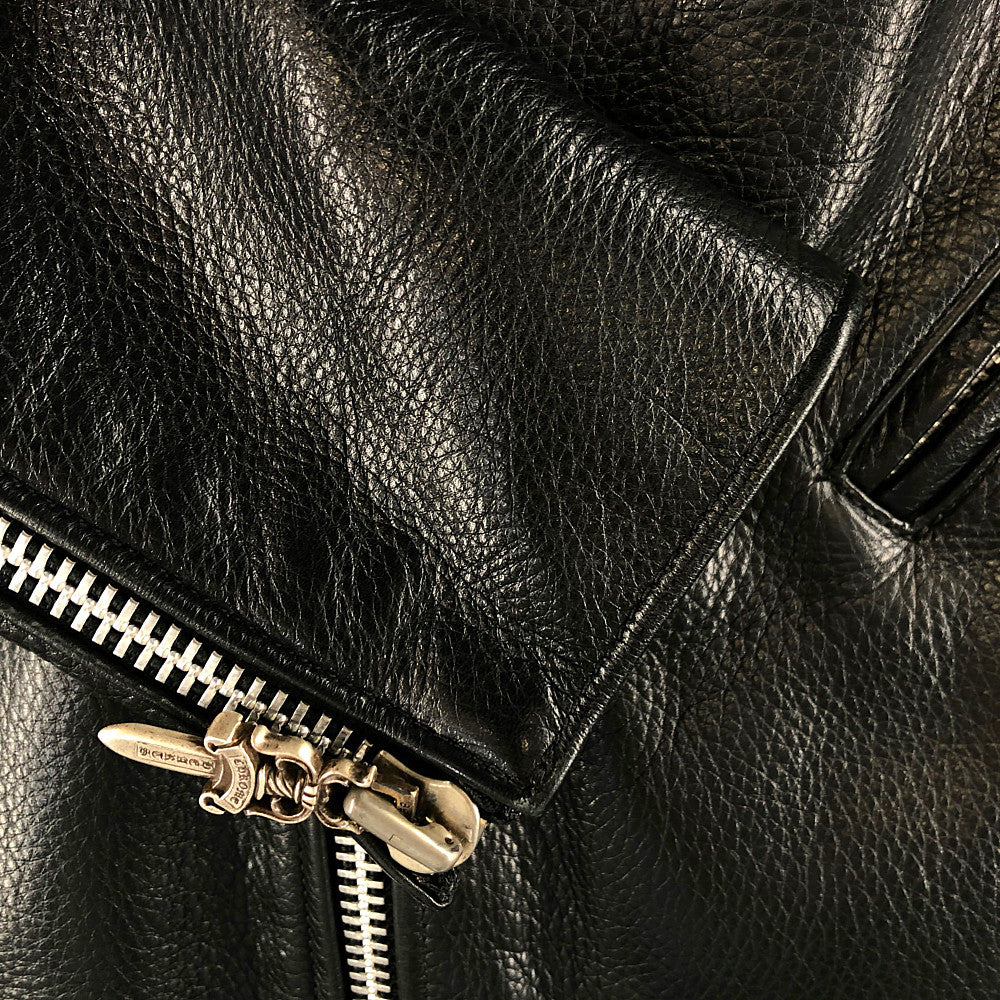 CHROME HEARTS クロムハーツ（原本有） 国内正規品 JJ DEAN JJディーン レザー ダブルライダース ジャケット ブラック系 XL【中古】