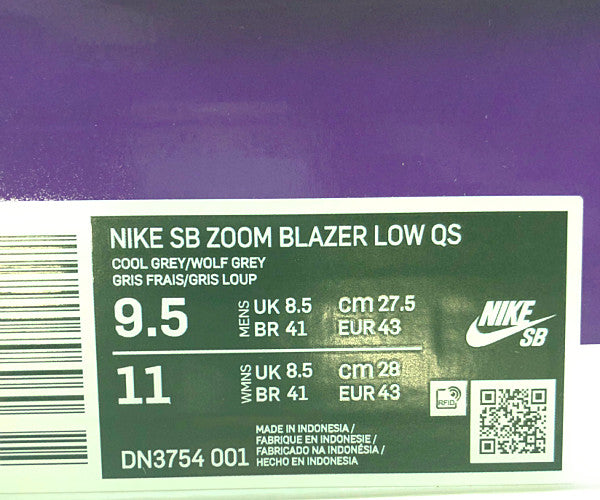 NIKE ナイキ DN3754-001 SB × FPAP ZOOM BLAZER LOW QS ズーム ブレーザー ロー グレー系 27.5cm【中古】