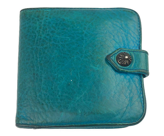 CHROME HEARTS クロムハーツ（原本無） SQ BTN BILL スクエア ボタン ビル ウォレット ターコイズ ターコイズブルー系【中古】