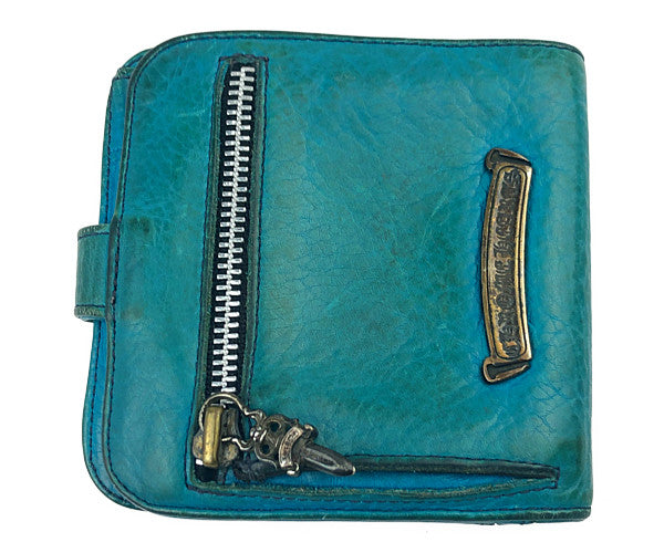 CHROME HEARTS クロムハーツ（原本無） SQ BTN BILL スクエア ボタン ビル ウォレット ターコイズ ターコイズブルー系【中古】