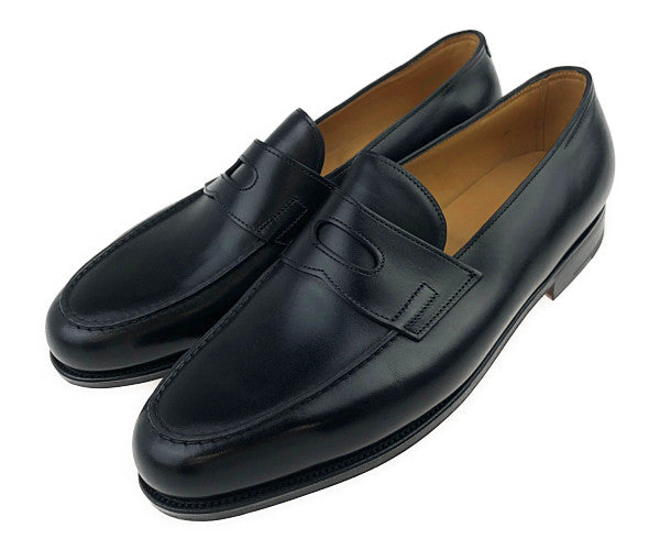John Lobb ジョンロブ 4395 LOPEZ ロペス SINGLE LEATHER CALF M/W シングル レザーローファー UK8.5E ブラック系 8.5E【新古品】【未使用】【中古】