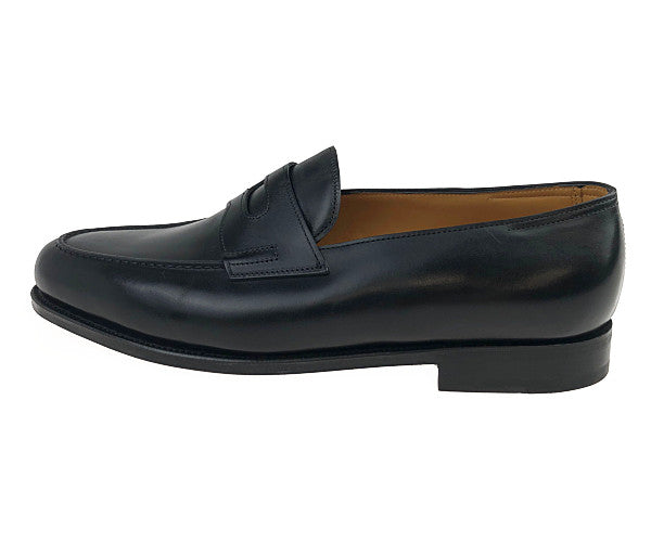 John Lobb ジョンロブ 4395 LOPEZ ロペス SINGLE LEATHER CALF M/W シングル レザーローファー UK8.5E ブラック系 8.5E【新古品】【未使用】【中古】