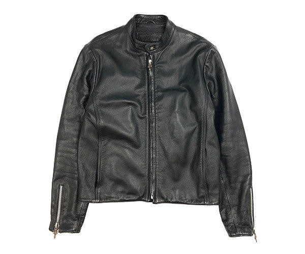 CHROME HEARTS クロムハーツ（原本無） レーシング2 ダガージップ シングル ライダース ブラック系 S【中古】
