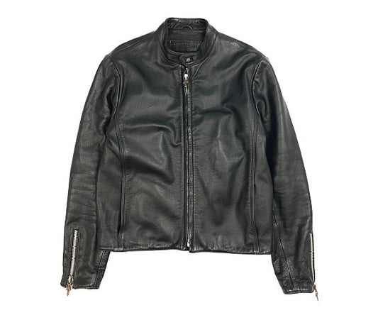 CHROME HEARTS クロムハーツ（原本無） レーシング2 ダガージップ シングル ライダース ブラック系 S【中古】