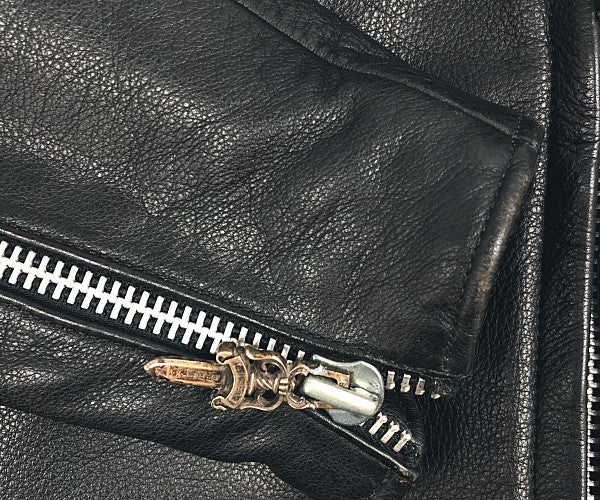 CHROME HEARTS クロムハーツ（原本無） レーシング2 ダガージップ シングル ライダース ブラック系 S【中古】
