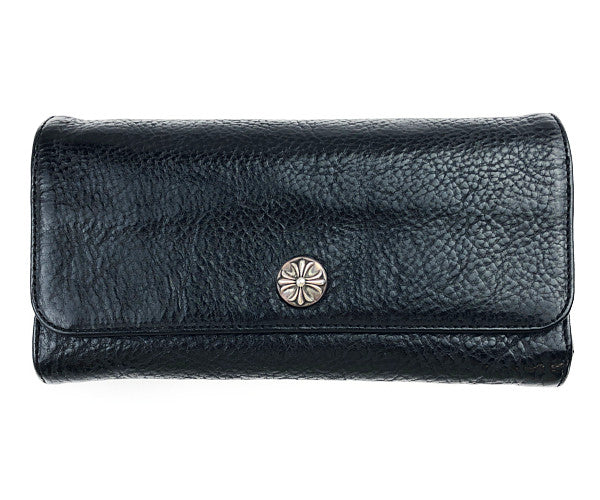 CHROME HEARTS クロムハーツ（原本有） JUDY ウォレット クロスボタン ２つ折り 長財布 ブラック系【中古】