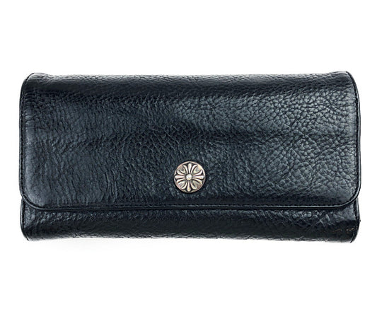 CHROME HEARTS クロムハーツ（原本有） JUDY ウォレット クロスボタン ２つ折り 長財布 ブラック系【中古】