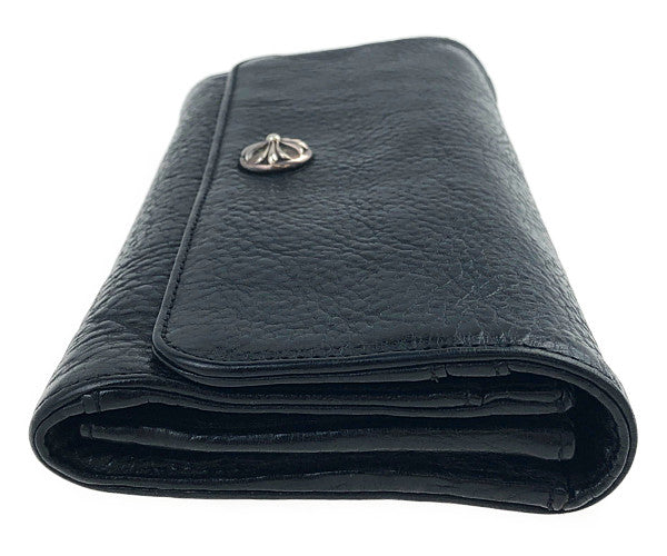 CHROME HEARTS クロムハーツ（原本有） JUDY ウォレット クロスボタン ２つ折り 長財布 ブラック系【中古】
